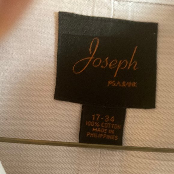 Two Joseph A Banks Button Down Shirts, Blue/Tan & Gray Stripe - Size 17-34 - Picture 7 of 7